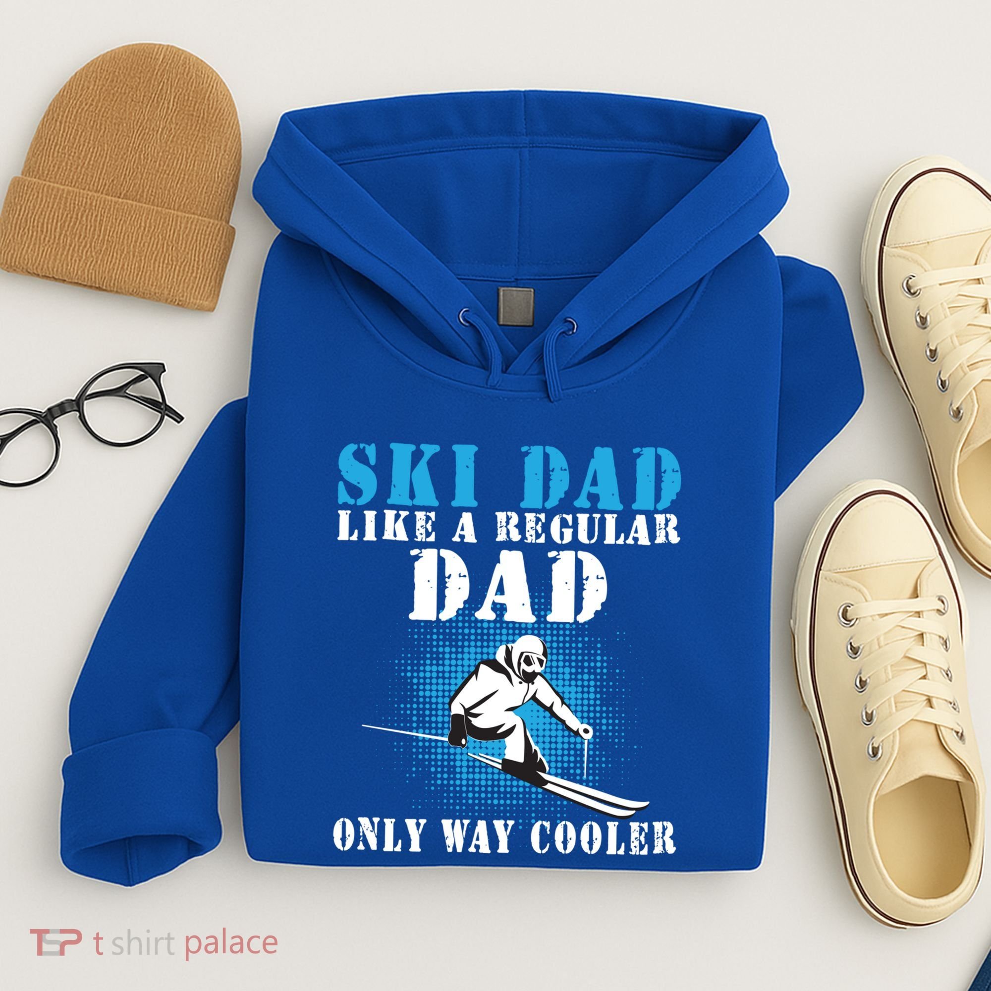 Distressed Cool Ski Dad Skiing Winter Sports Novelty Gift Hoodie