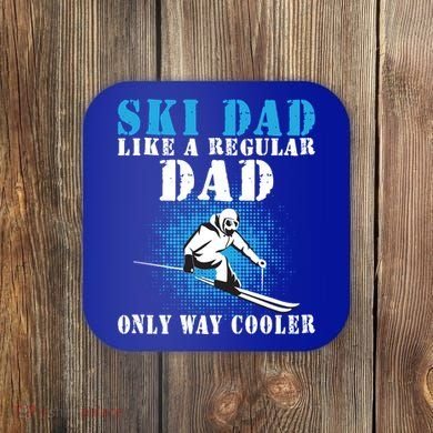 Distressed Cool Ski Dad Skiing Winter Sports Novelty Gift Coaster