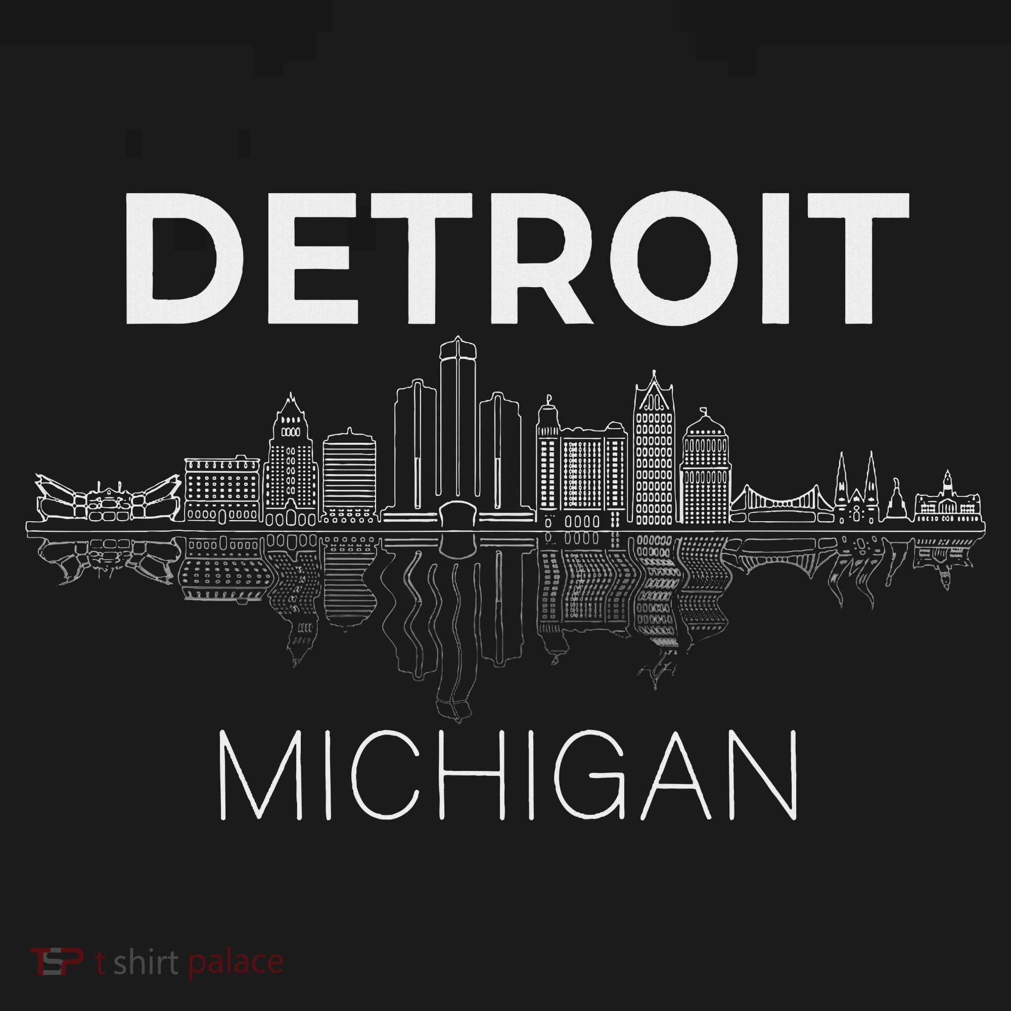 Detroit City Skyline Michigan Souvenir Detroit Long Sleeve Shirt