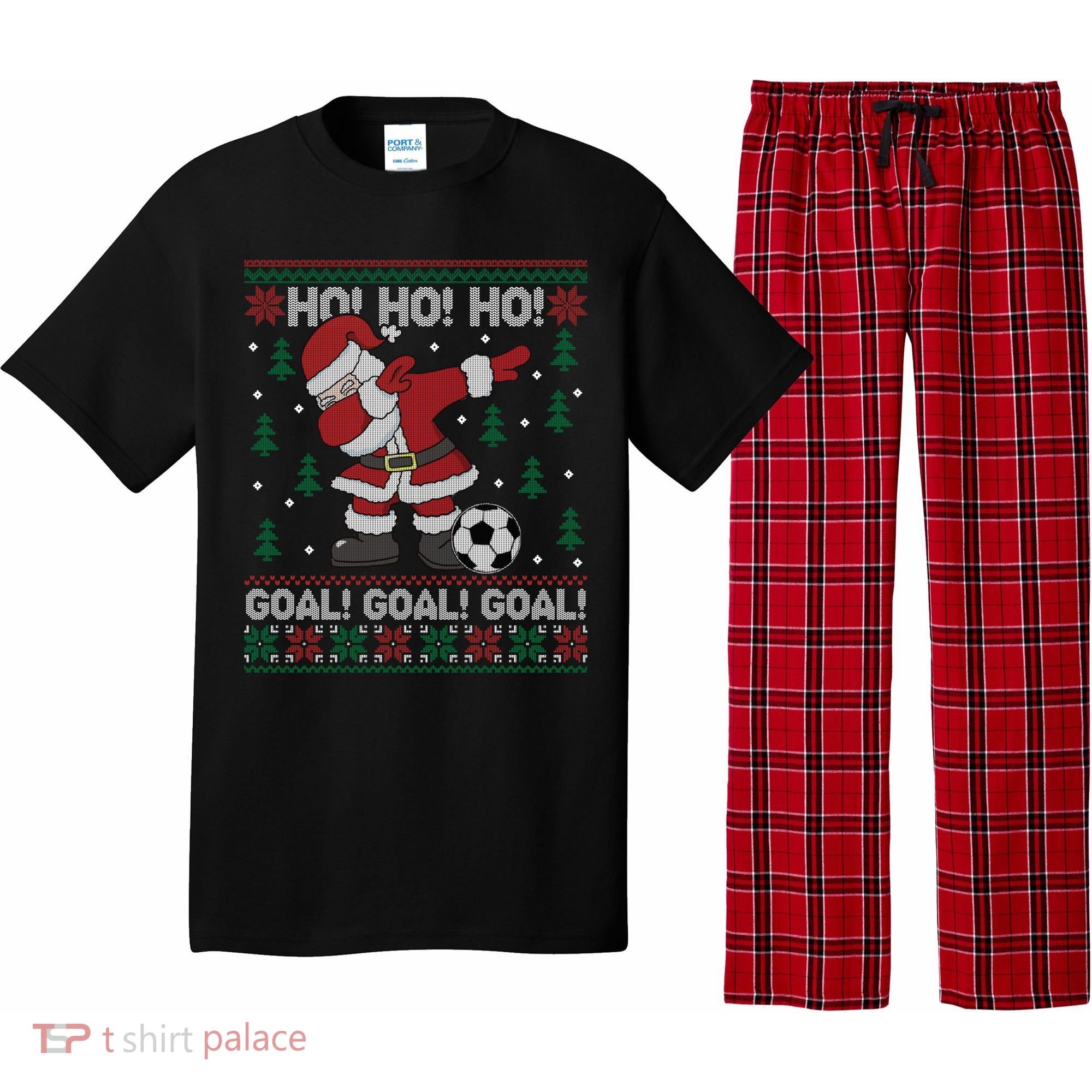 Dabbing Christmas Soccer Ho Santa Elf Ugly Xmas Sweater Cool Gift Pajama Set