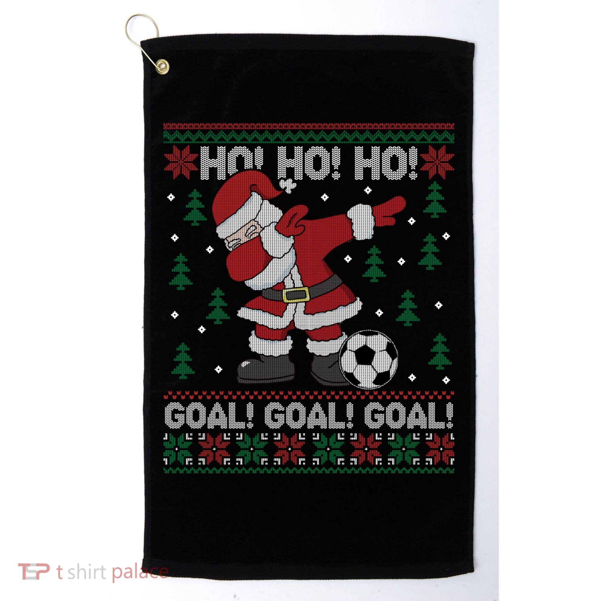 Dabbing Christmas Soccer Ho Santa Elf Ugly Xmas Sweater Cool Gift Golf Towel