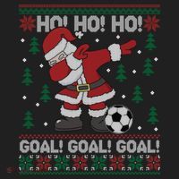 Dabbing Christmas Soccer Ho Santa Elf Ugly Xmas Sweater Cool Gift Golf Towel thumb 3