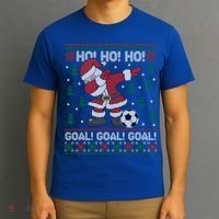 Dabbing Christmas Soccer Ho Santa Elf Ugly Xmas Sweater Cool Gift T-Shirt thumb 3