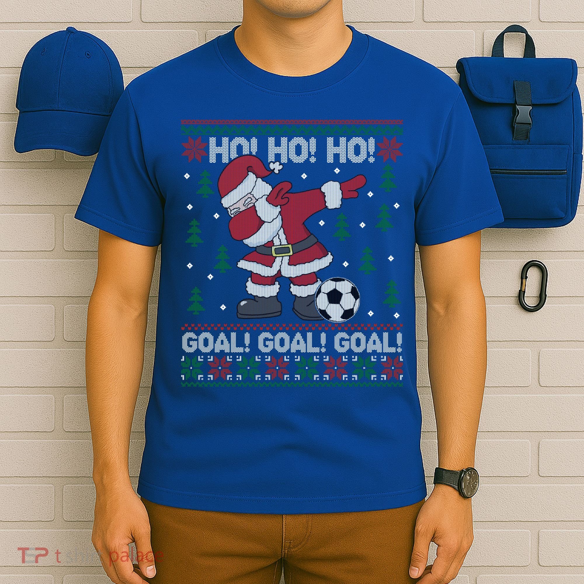 Dabbing Christmas Soccer Ho Santa Elf Ugly Xmas Sweater Cool Gift T-Shirt