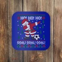 Dabbing Christmas Soccer Ho Santa Elf Ugly Xmas Sweater Cool Gift Coaster thumb 0