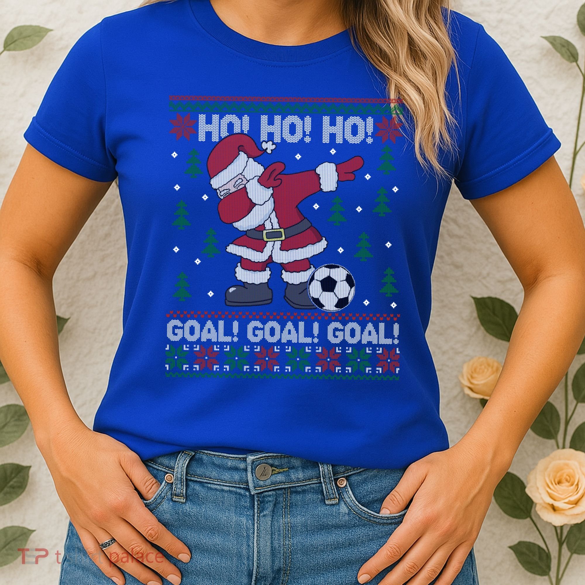 Dabbing Christmas Soccer Ho Santa Elf Ugly Xmas Sweater Cool Gift Women's T-Shirt