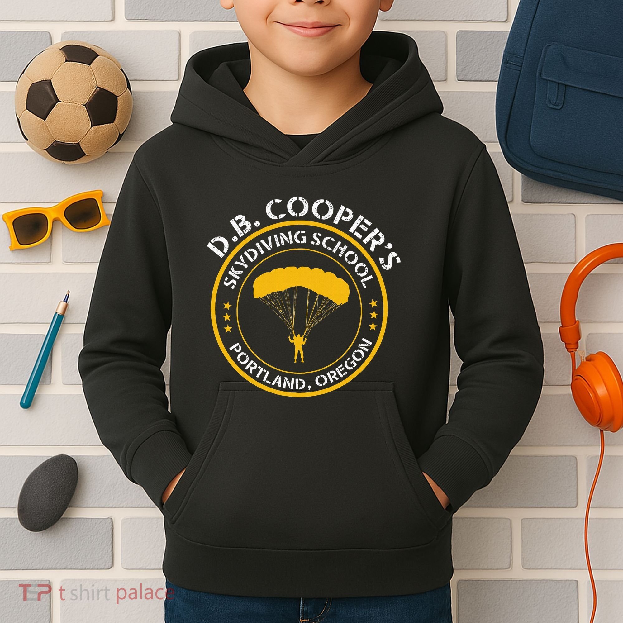 Db Cooper Skydiving School Portland Oregon Kids Hoodie