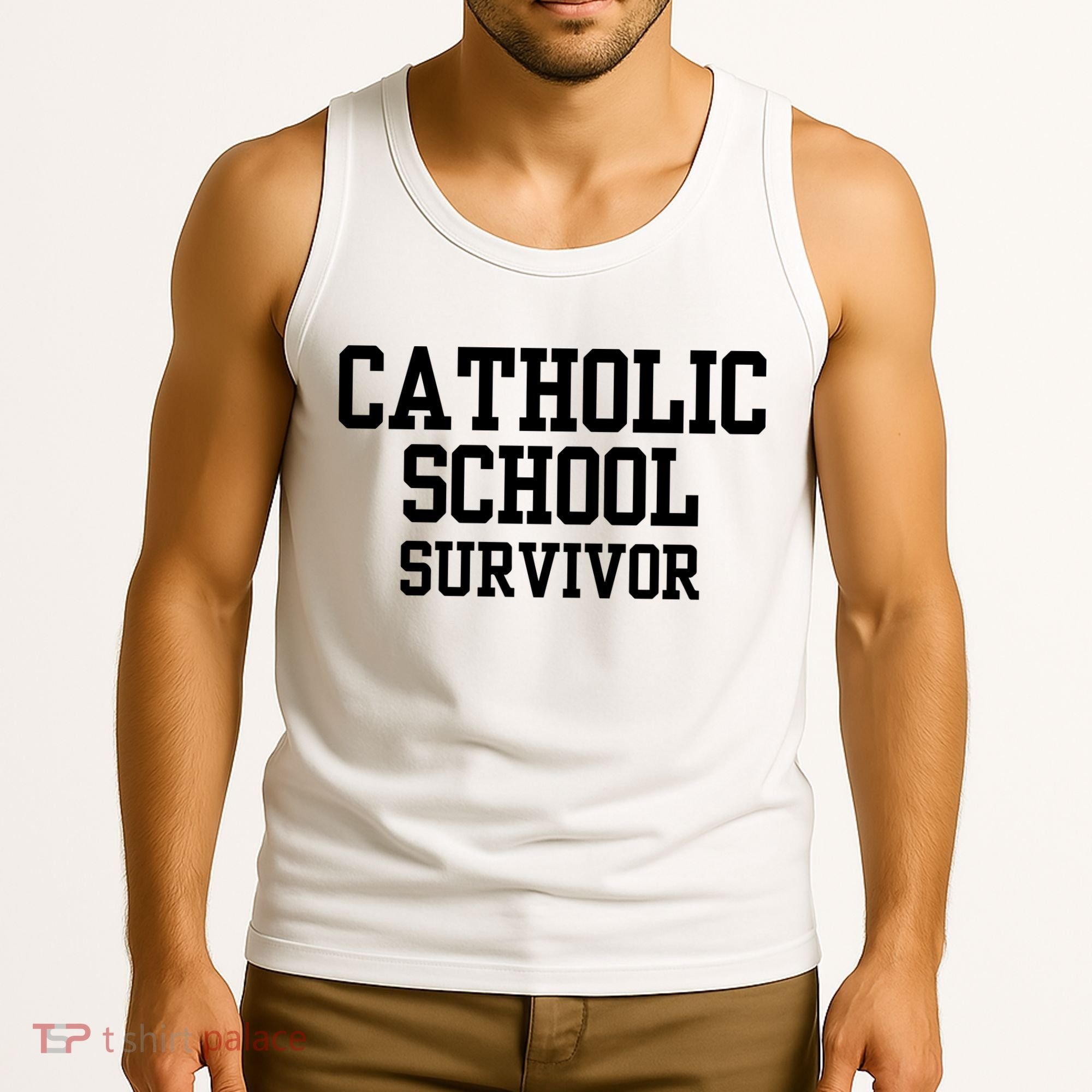 Doublecrossclothingco Catholic School Survivor Tank Top