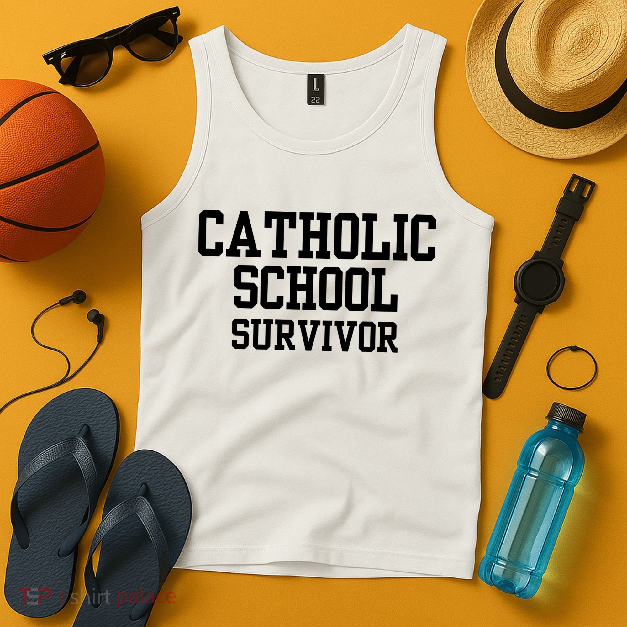 Doublecrossclothingco Catholic School Survivor Tank Top