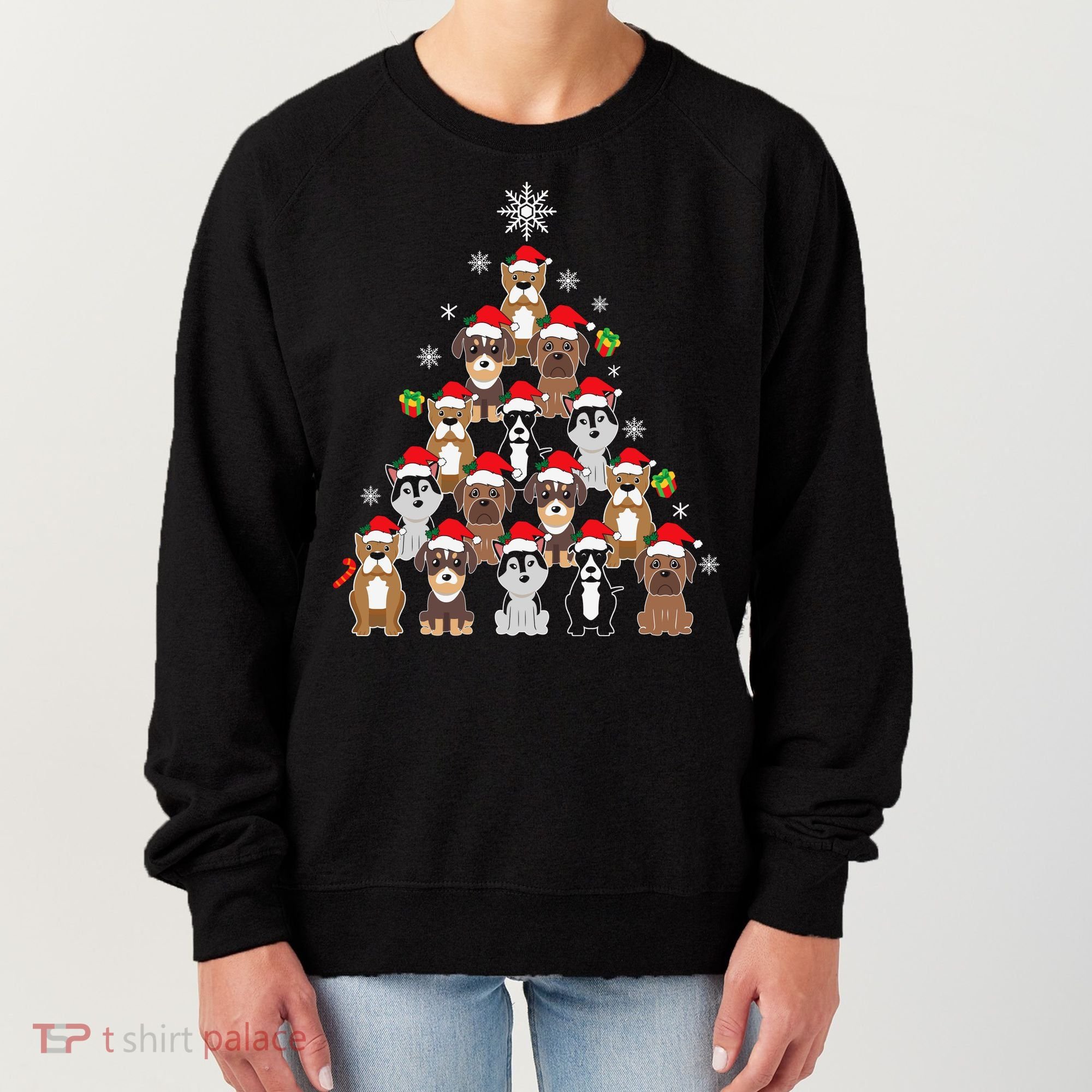 Dog Christmas Tree Funny Christmas Lights Xmas Women's Sweatshirt