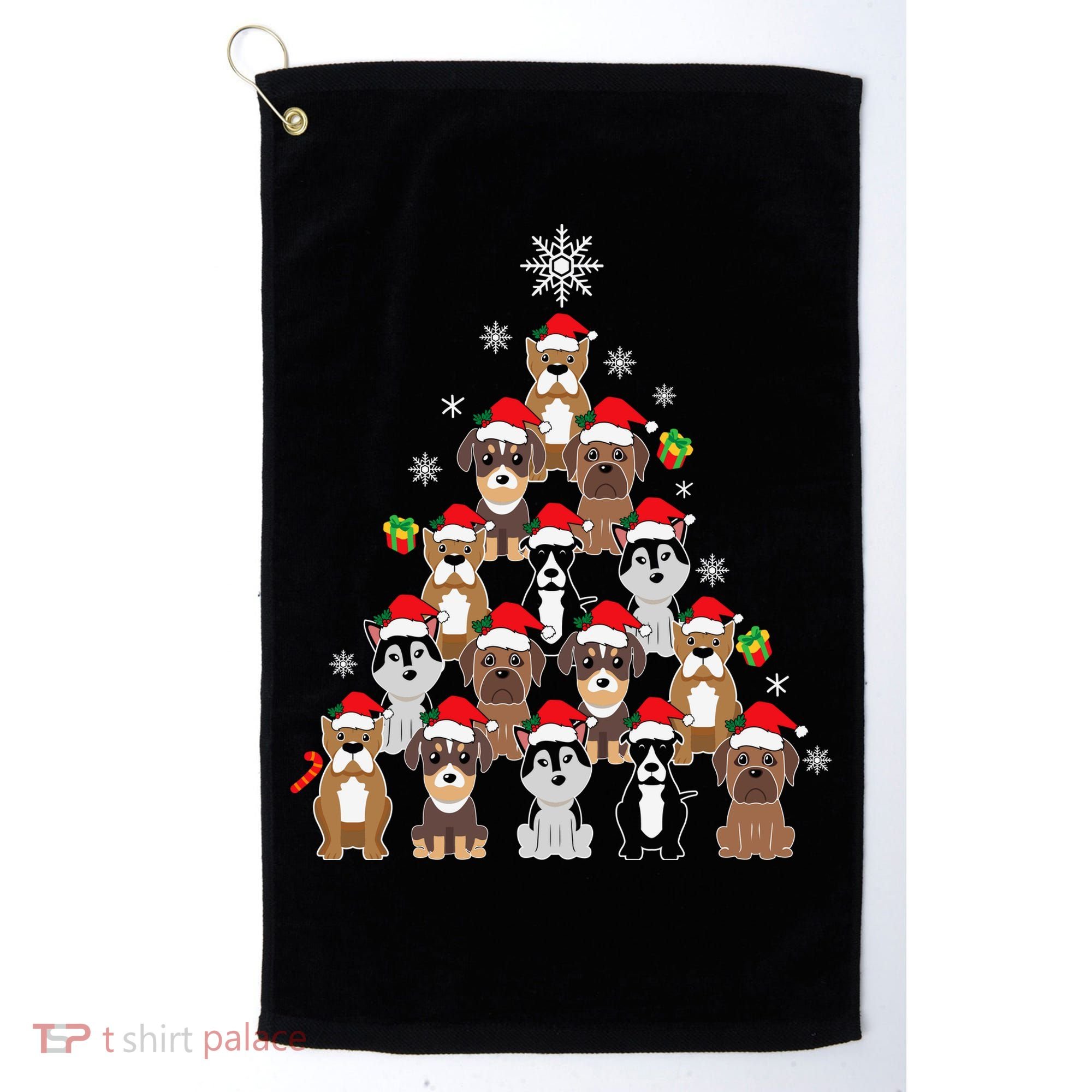 Dog Christmas Tree Funny Christmas Lights Xmas Golf Towel