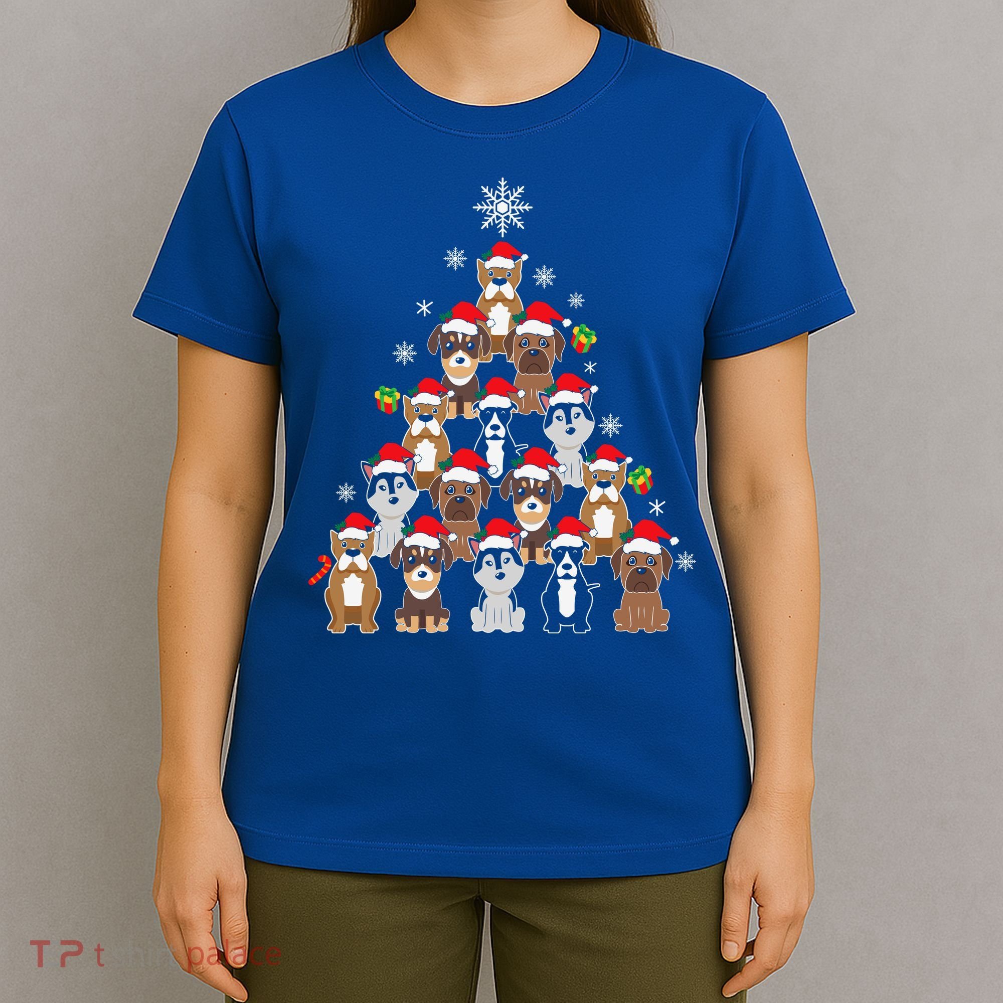 Dog Christmas Tree Funny Christmas Lights Xmas T-Shirt