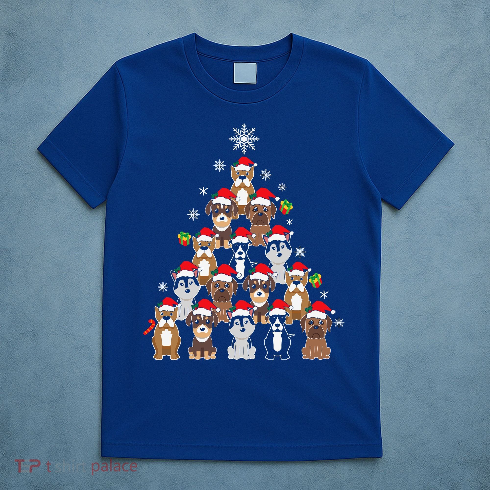 Dog Christmas Tree Funny Christmas Lights Xmas T-Shirt
