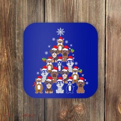 Dog Christmas Tree Funny Christmas Lights Xmas Coaster
