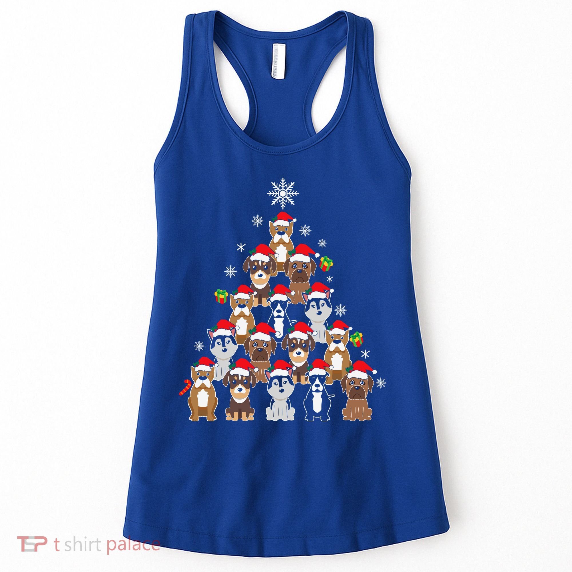Dog Christmas Tree Funny Christmas Lights Xmas Women's Tank Top