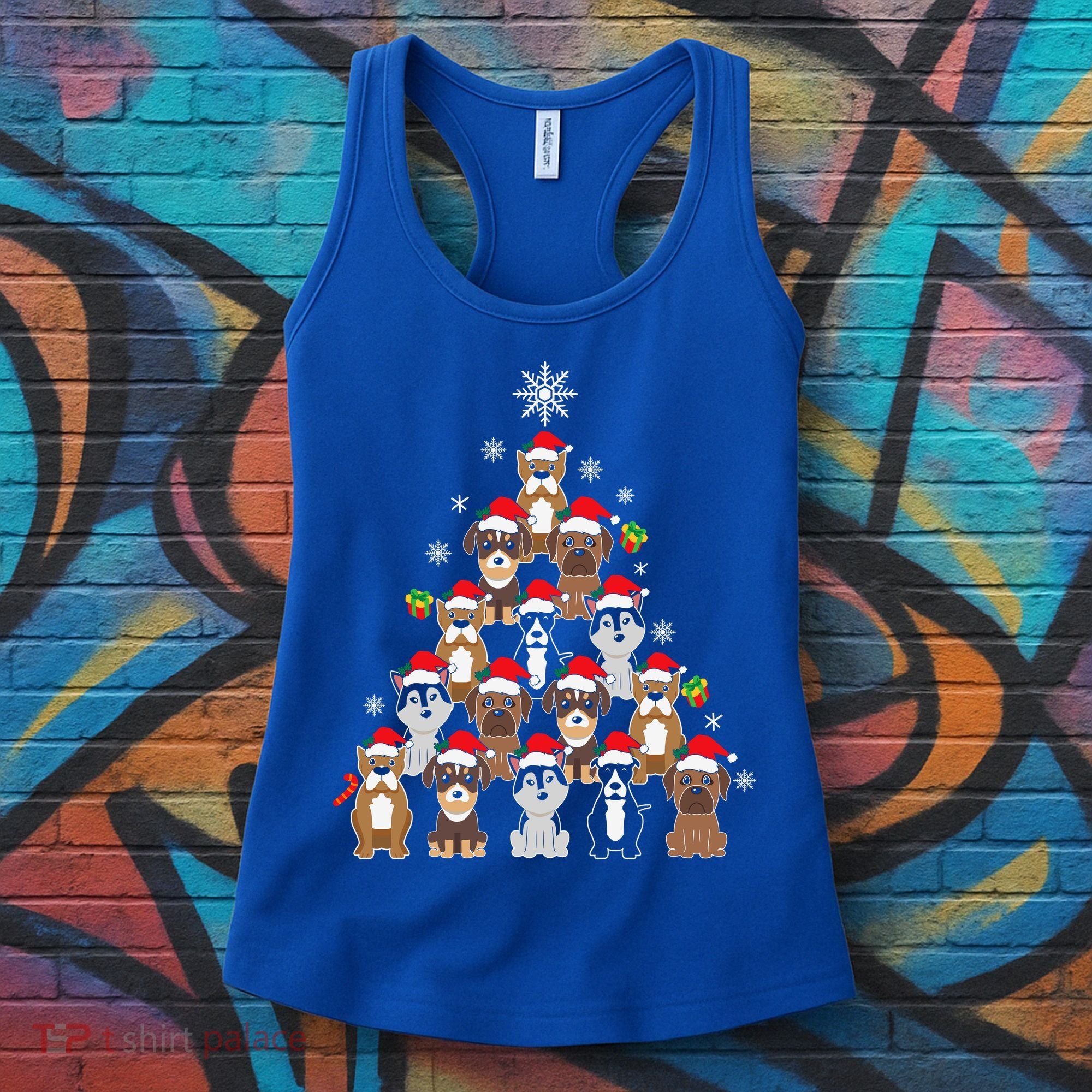 Dog Christmas Tree Funny Christmas Lights Xmas Women's Tank Top