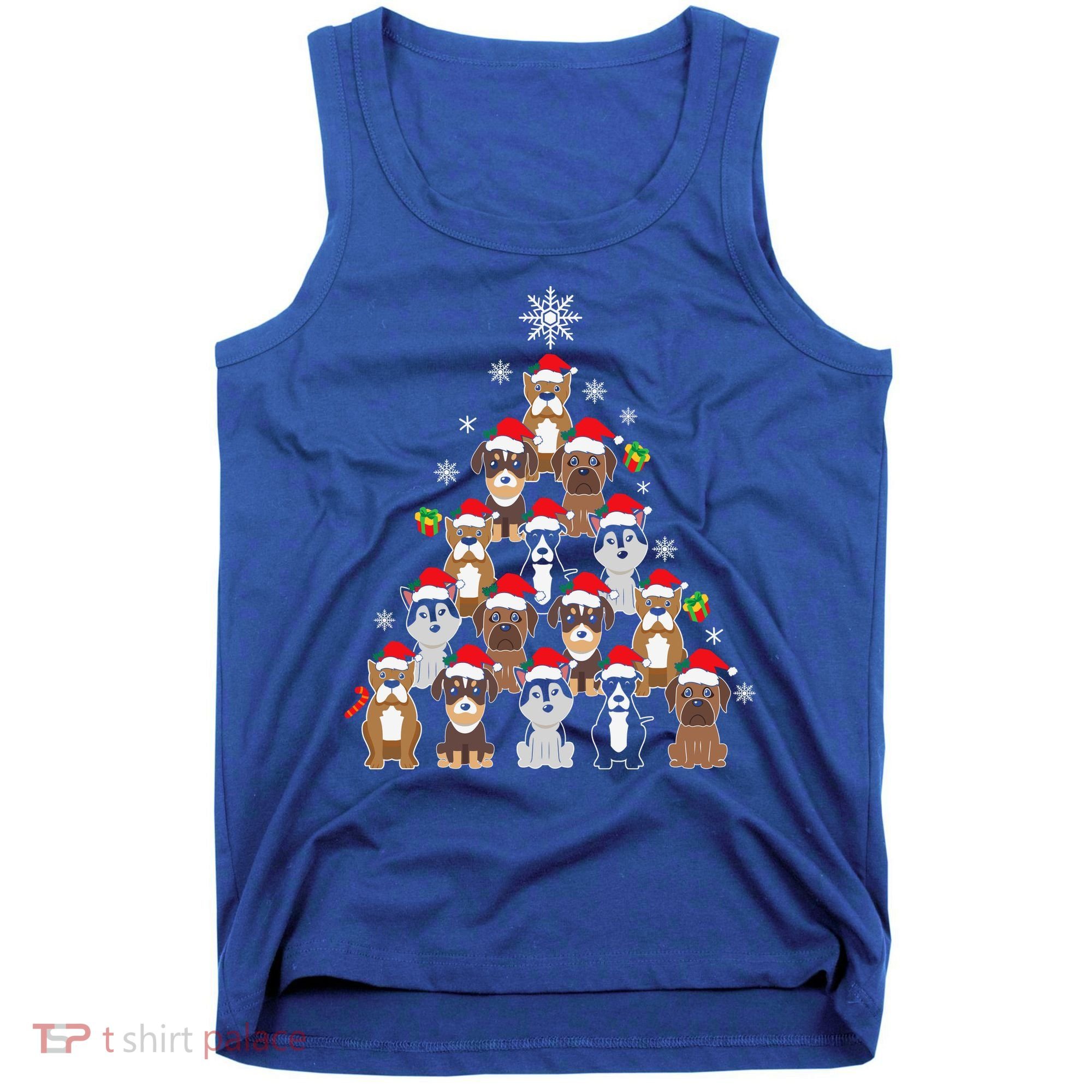 Dog Christmas Tree Funny Christmas Lights Xmas Tank Top