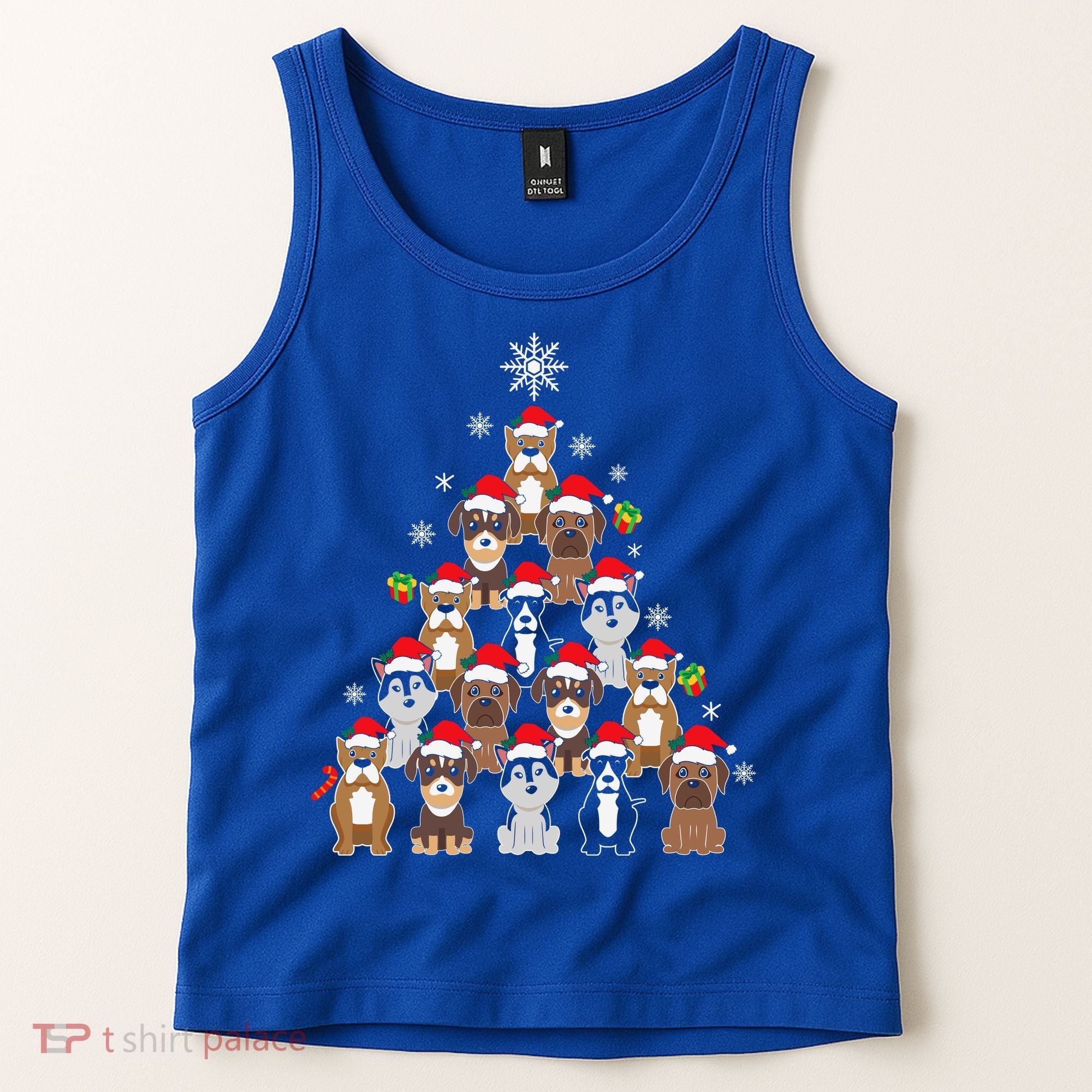 Dog Christmas Tree Funny Christmas Lights Xmas Tank Top