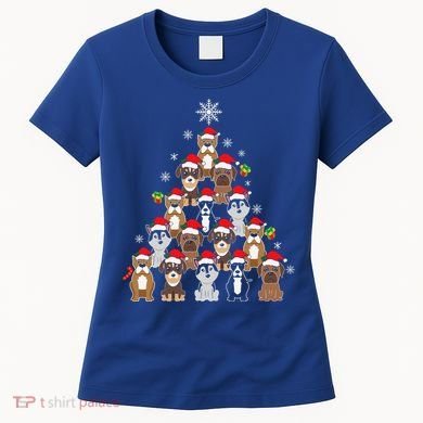 Dog Christmas Tree Funny Christmas Lights Xmas Women's T-Shirt