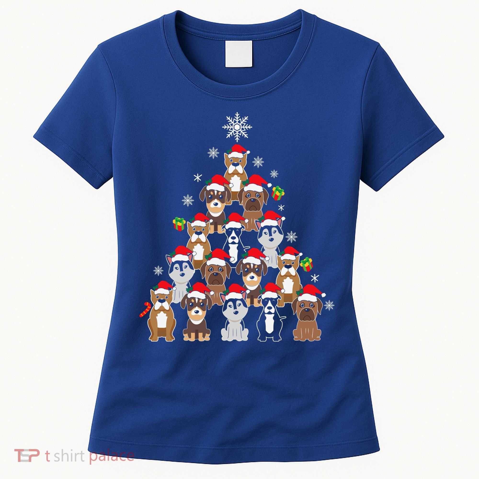 Dog Christmas Tree Funny Christmas Lights Xmas Women's T-Shirt