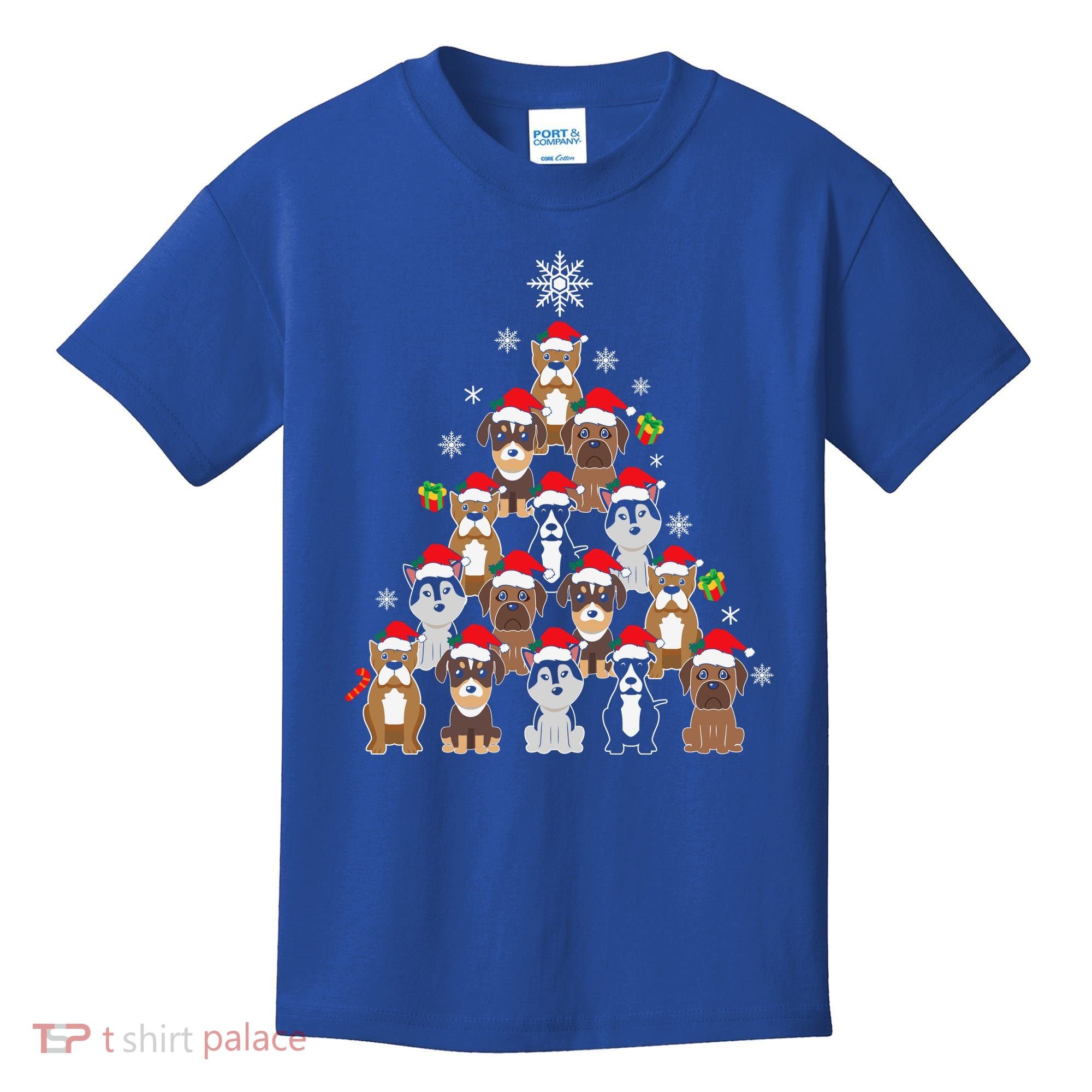 Dog Christmas Tree Funny Christmas Lights Xmas Kids T-Shirt