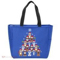 Dog Christmas Tree Funny Christmas Lights Xmas Tote Bag thumb 0
