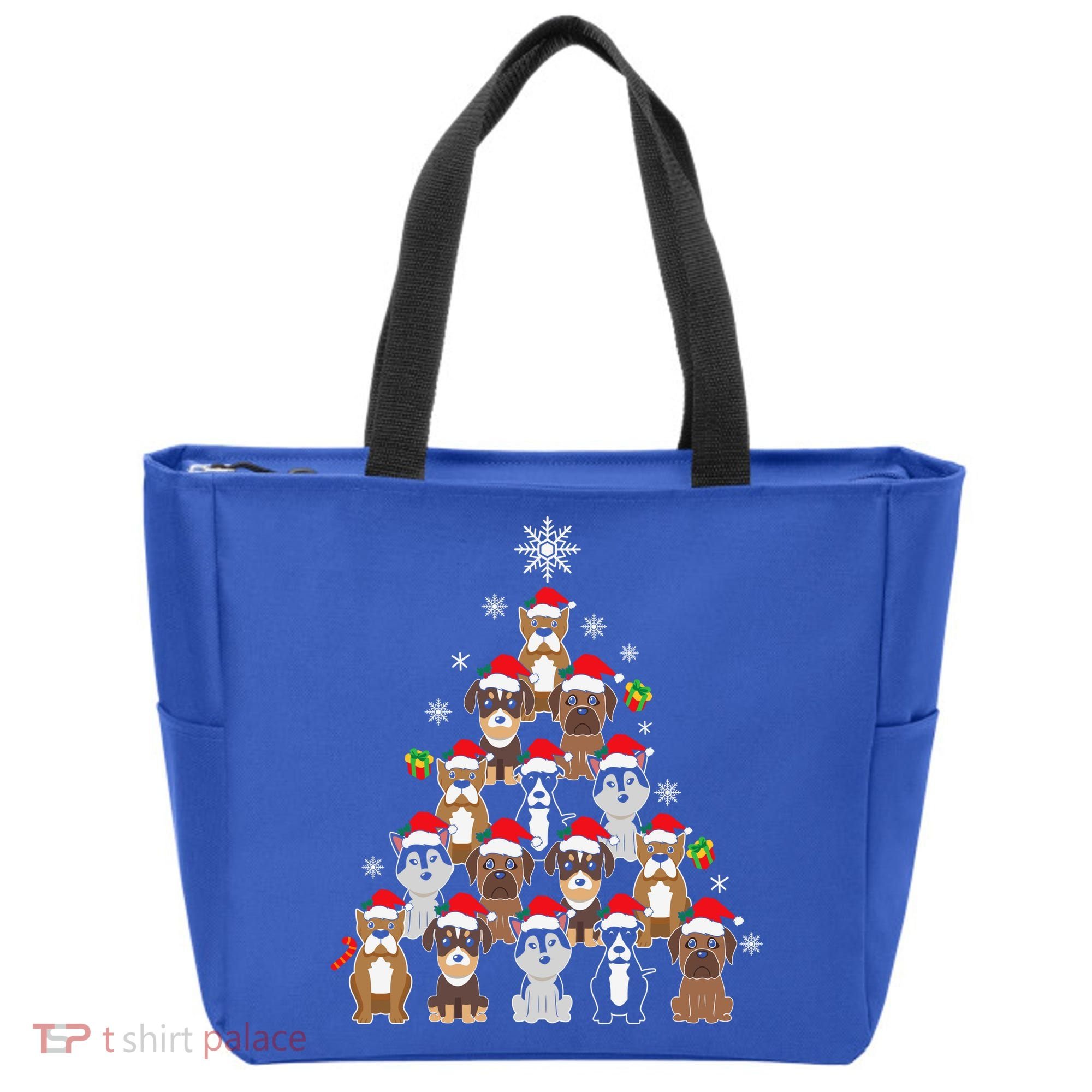 Dog Christmas Tree Funny Christmas Lights Xmas Tote Bag