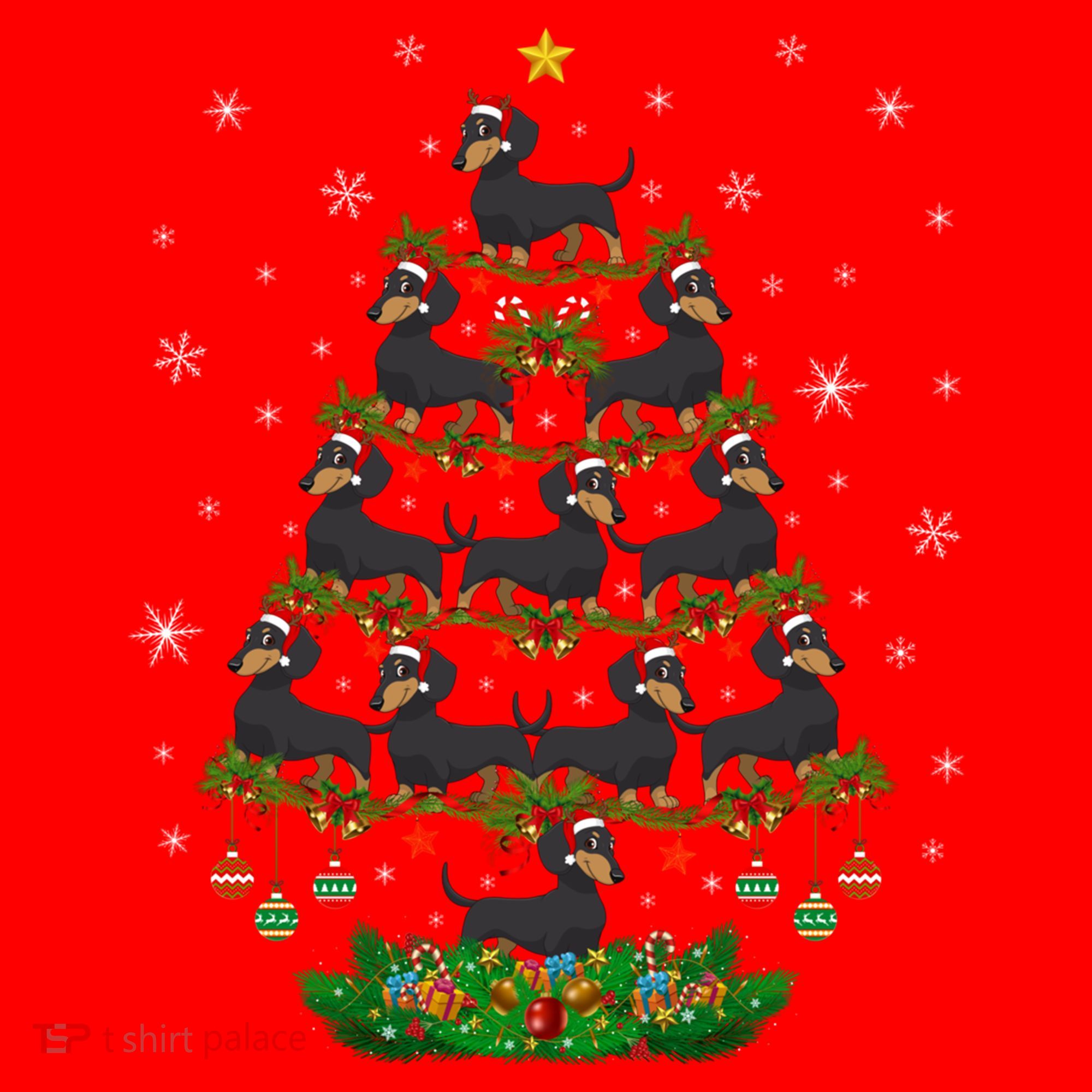 Dachshund Christmas Tree Dachshund Lover Xmas Tree Dachshund Great Gift Santa Hat
