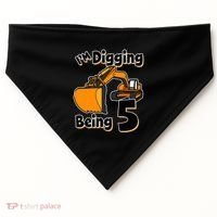 Digger Construction Truck 5th Birthday Truck 5 Year Old USA-Made Doggie Bandana thumb 0