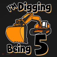 Digger Construction Truck 5th Birthday Truck 5 Year Old Ornament thumb 1