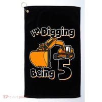Digger Construction Truck 5th Birthday Truck 5 Year Old Golf Towel thumb 0