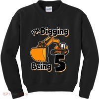 Digger Construction Truck 5th Birthday Truck 5 Year Old Kids Sweatshirt thumb 0
