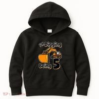 Digger Construction Truck 5th Birthday Truck 5 Year Old Kids Hoodie thumb 0