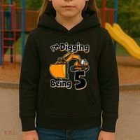 Digger Construction Truck 5th Birthday Truck 5 Year Old Kids Hoodie thumb 3