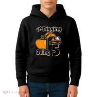 Digger Construction Truck 5th Birthday Truck 5 Year Old Kids Hoodie thumb 4