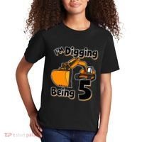 Digger Construction Truck 5th Birthday Truck 5 Year Old Kids T-Shirt thumb 2