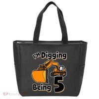 Digger Construction Truck 5th Birthday Truck 5 Year Old Tote Bag thumb 0