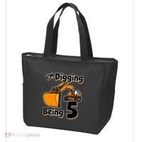 Digger Construction Truck 5th Birthday Truck 5 Year Old Tote Bag thumb 3