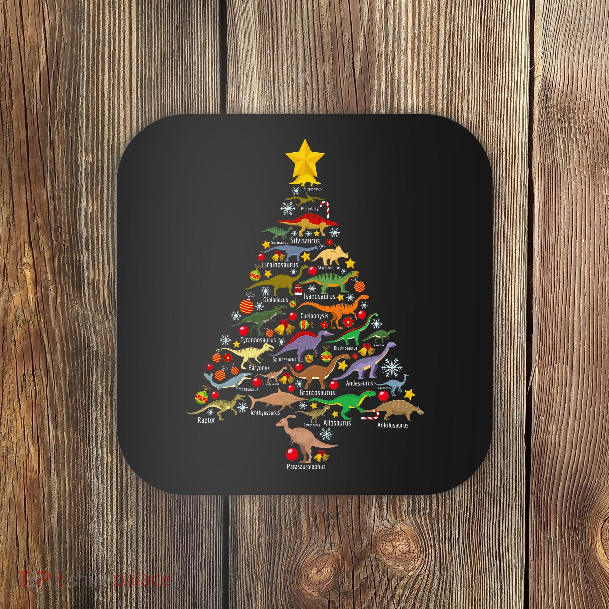 Dinosaur Christmas Tree Dino Trex Paleontologist Xmas Coaster