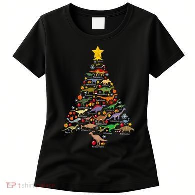 Dinosaur Christmas Tree Dino Trex Paleontologist Xmas Women's T-Shirt