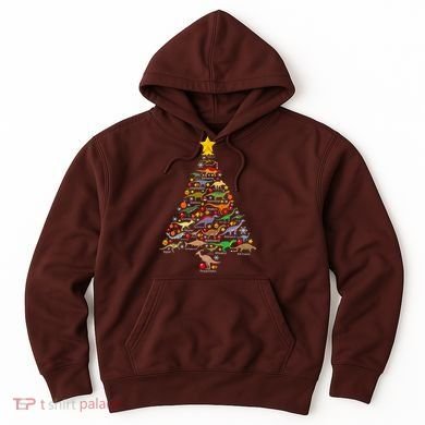 Dinosaur Christmas Tree Dino Trex Paleontologist Xmas Hoodie
