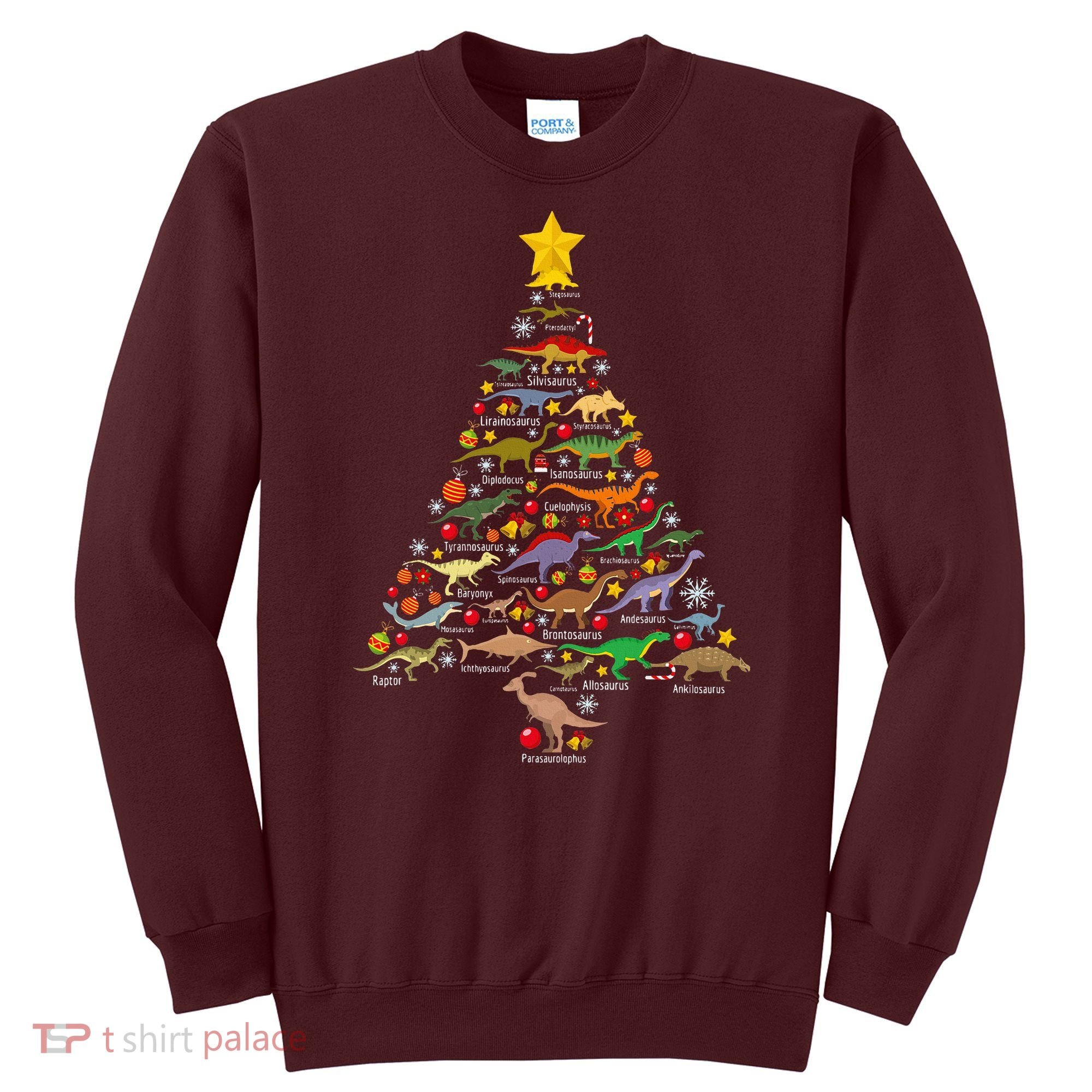 Dinosaur Christmas Tree Dino Trex Paleontologist Xmas Sweatshirt