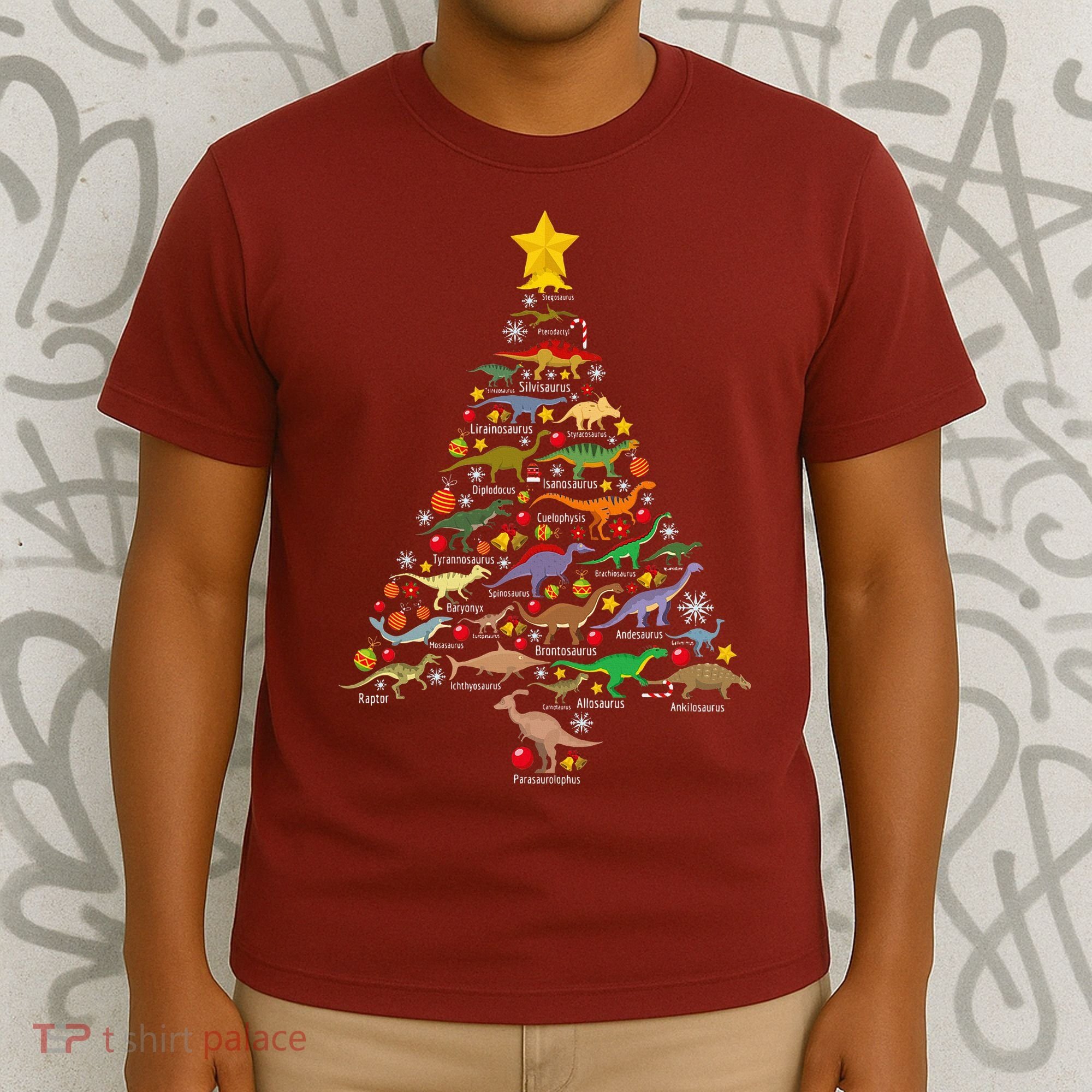 Dinosaur Christmas Tree Dino Trex Paleontologist Xmas T-Shirt