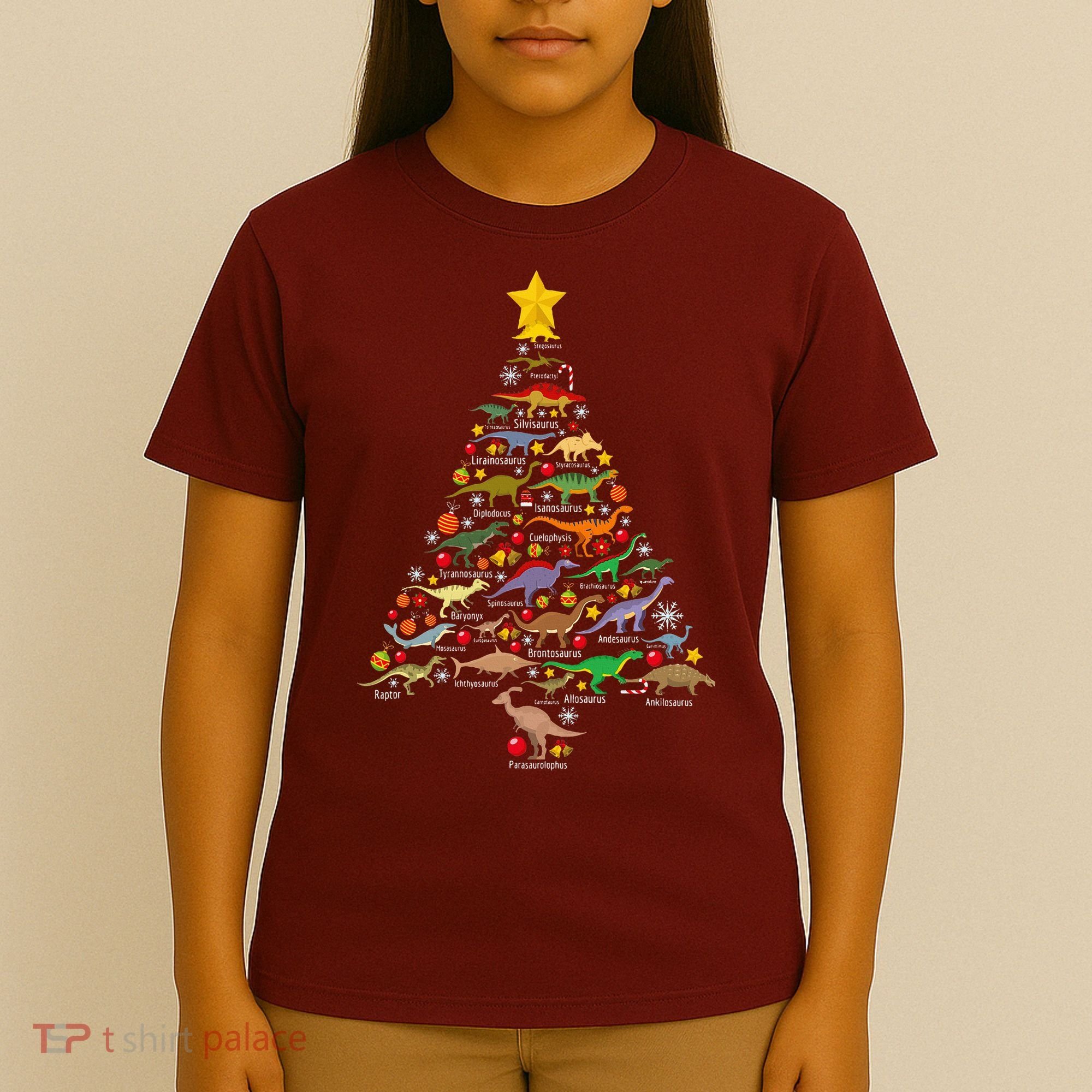 Dinosaur Christmas Tree Dino Trex Paleontologist Xmas T-Shirt