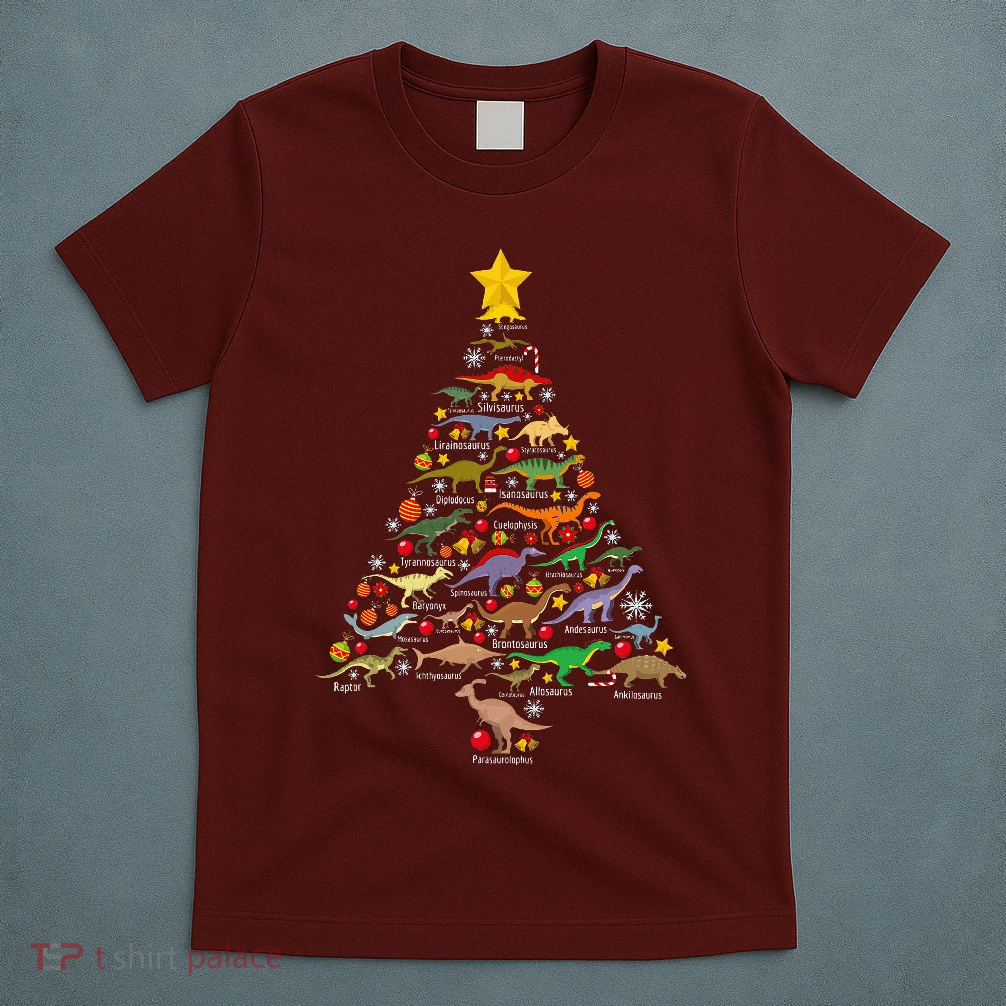 Dinosaur Christmas Tree Dino Trex Paleontologist Xmas T-Shirt