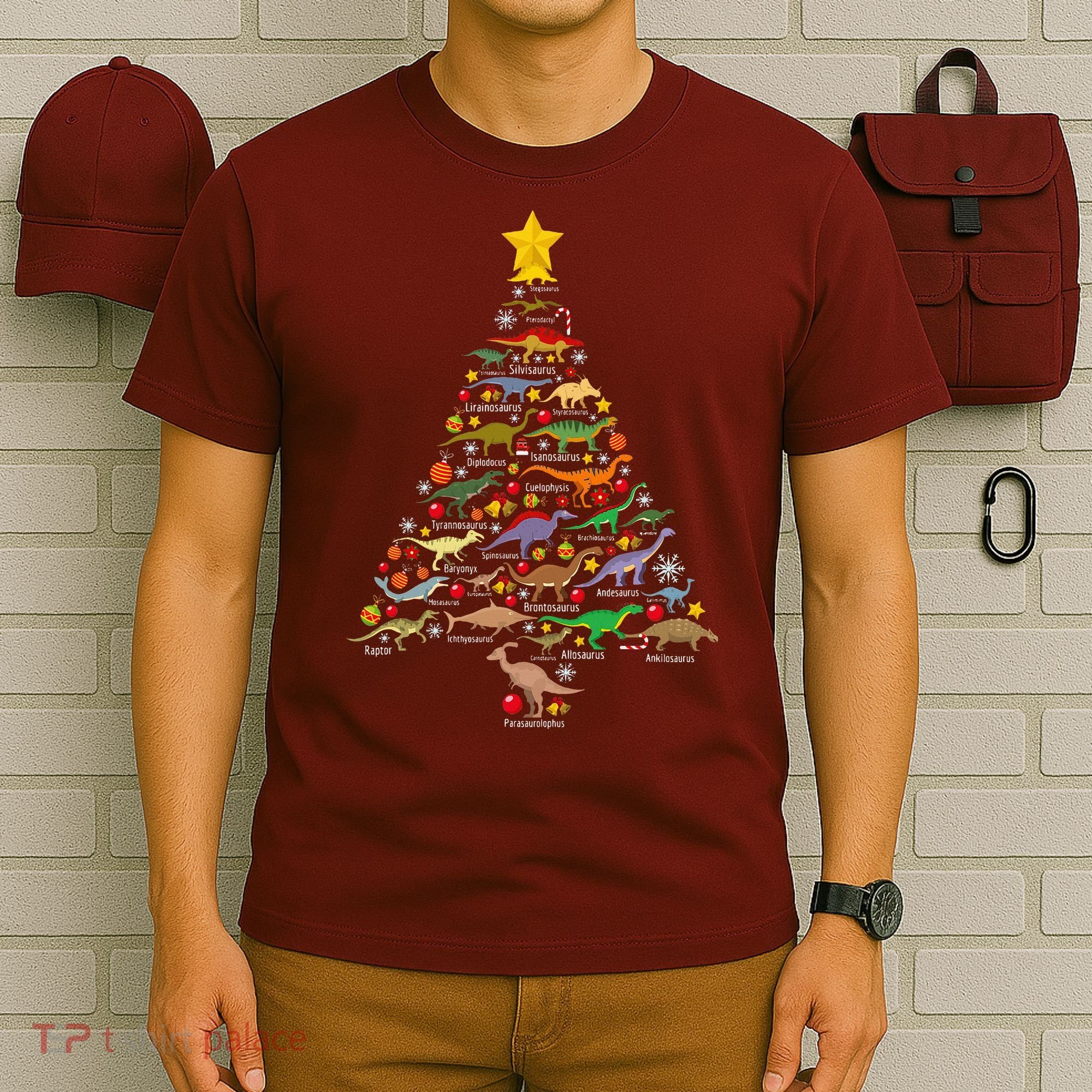 Dinosaur Christmas Tree Dino Trex Paleontologist Xmas T-Shirt