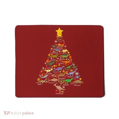Dinosaur Christmas Tree Dino Trex Paleontologist Xmas Mousepad