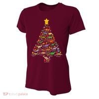Dinosaur Christmas Tree Dino Trex Paleontologist Xmas Women's Cooling Performance Crew T-Shirt thumb 0