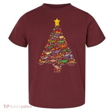 Dinosaur Christmas Tree Dino Trex Paleontologist Xmas Toddler T-Shirt