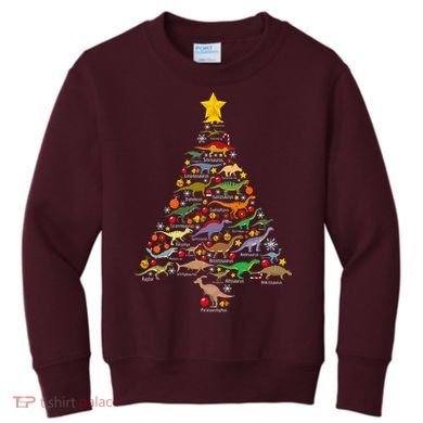Dinosaur Christmas Tree Dino Trex Paleontologist Xmas Kids Sweatshirt